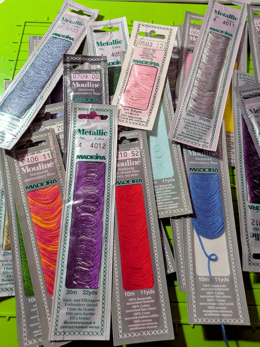 DESTASH - 21 Madeira Embroidery/Cross Stitch Floss - Assorted colours