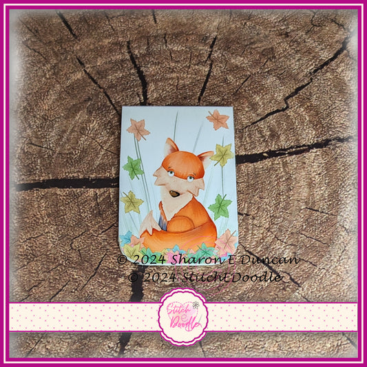 Autumn Fox in falling leaves - Magnetic Bookmark.
