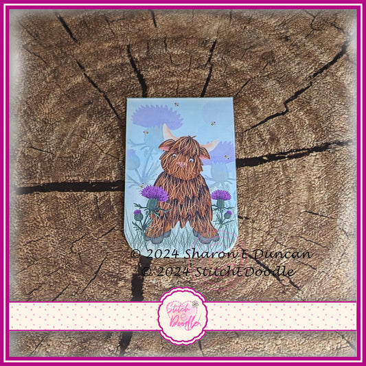 Highland Hamish in Thistles Magnetic Bookmark.