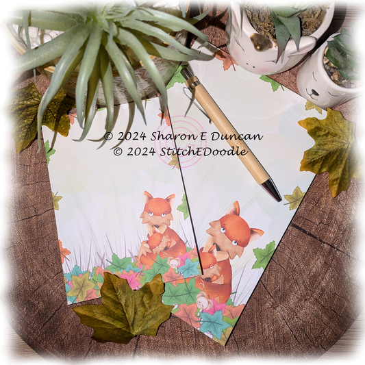 Adorable Autumn Fox A5 Notepad - 50 sheets un-coated 100 gsm paper