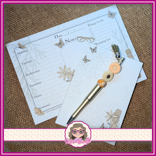 Gift Set - Between The Pages Notepad and Beaded Pen - SAVE 22%