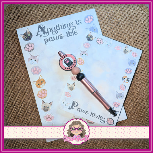 Gift Set - Toe Beans Notepad and Beaded Pen - SAVE 22%