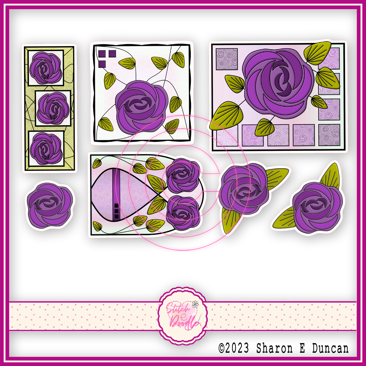 Sticker Pack - Nouveau Rose Purple - 7 stickers