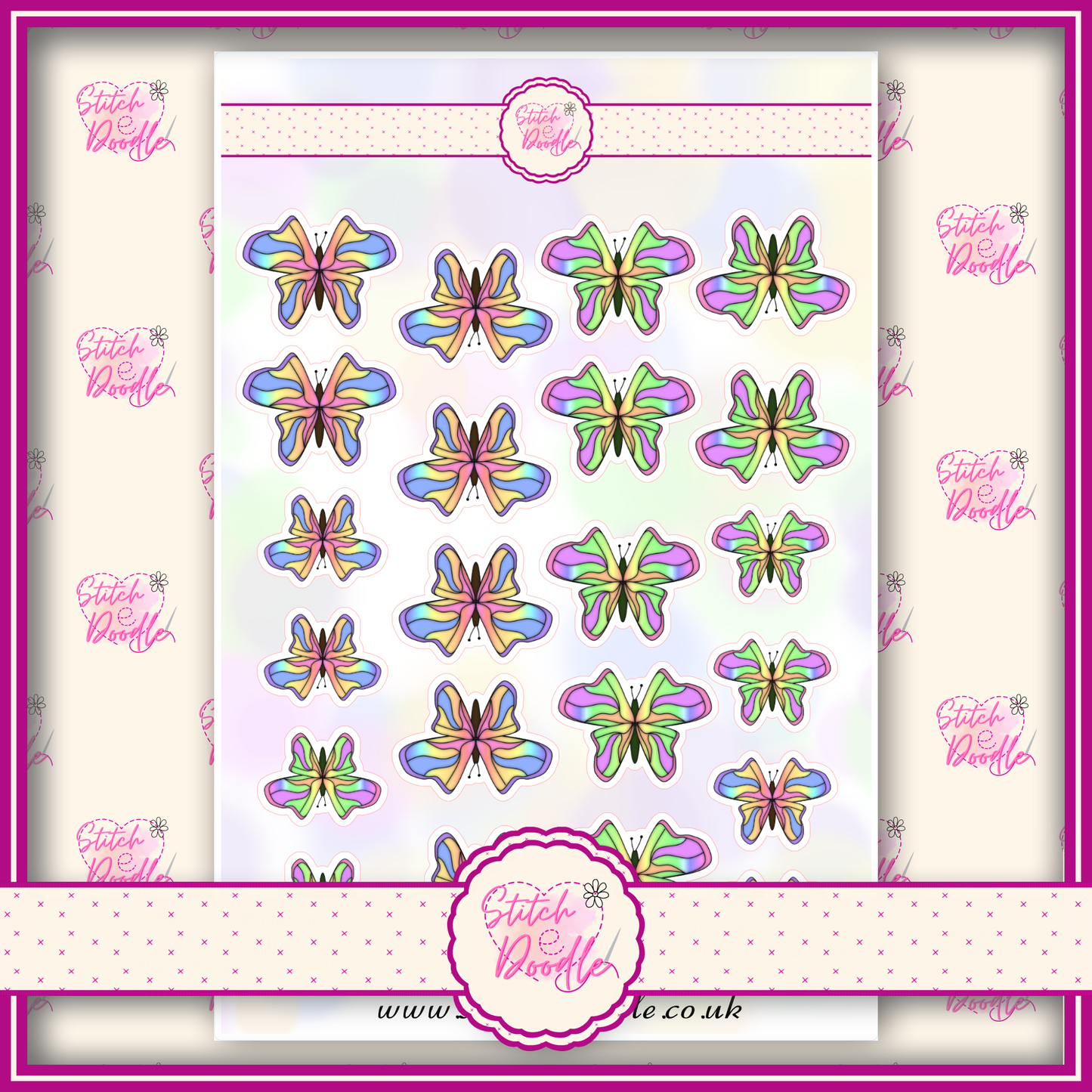 Sticker Sheet - Pastel Butterflies - 22 stickers