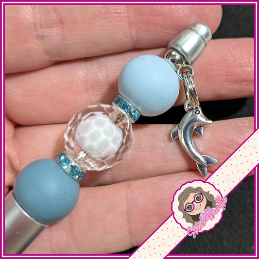 Ride the Waves Handmade Beaded Pen with Dolphin Charm - Ideal Gift