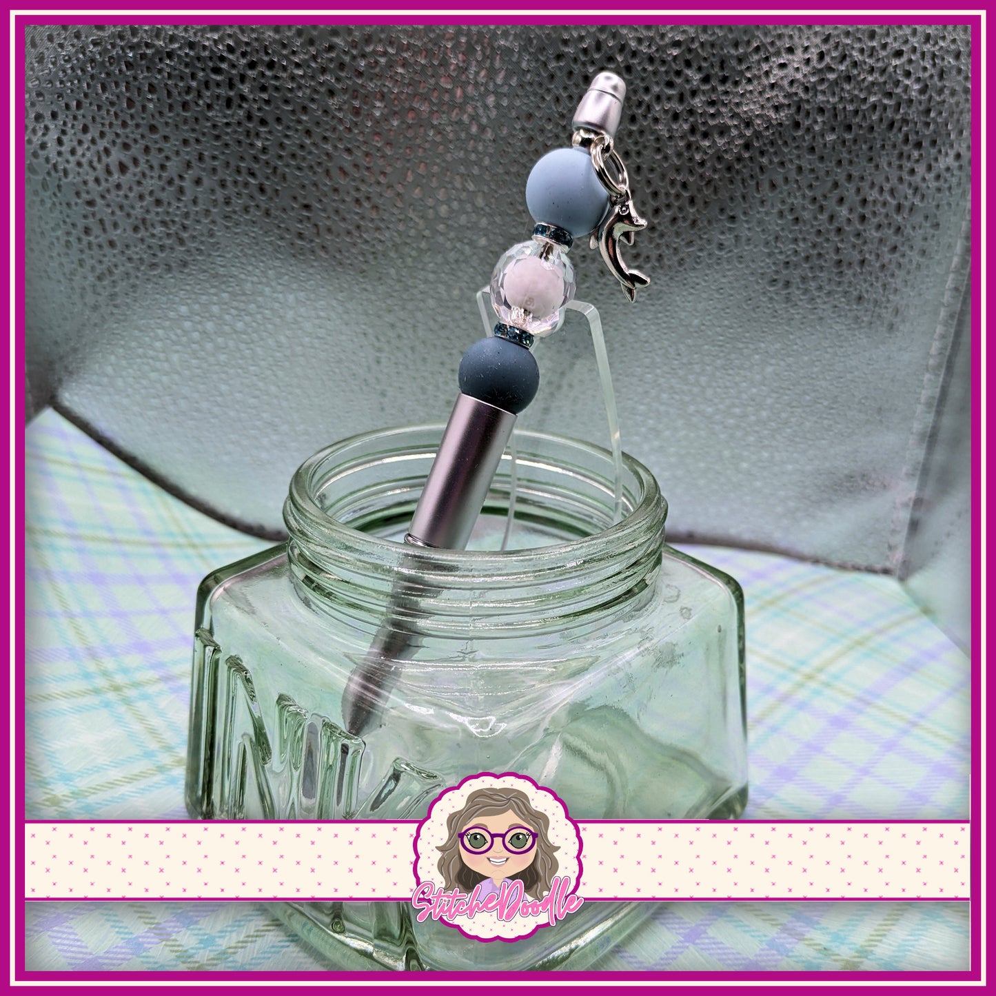 Ride the Waves Handmade Beaded Pen with Dolphin Charm - Ideal Gift