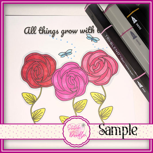 Nouveau Rose Colouring Book. 20 Original artwork designs.