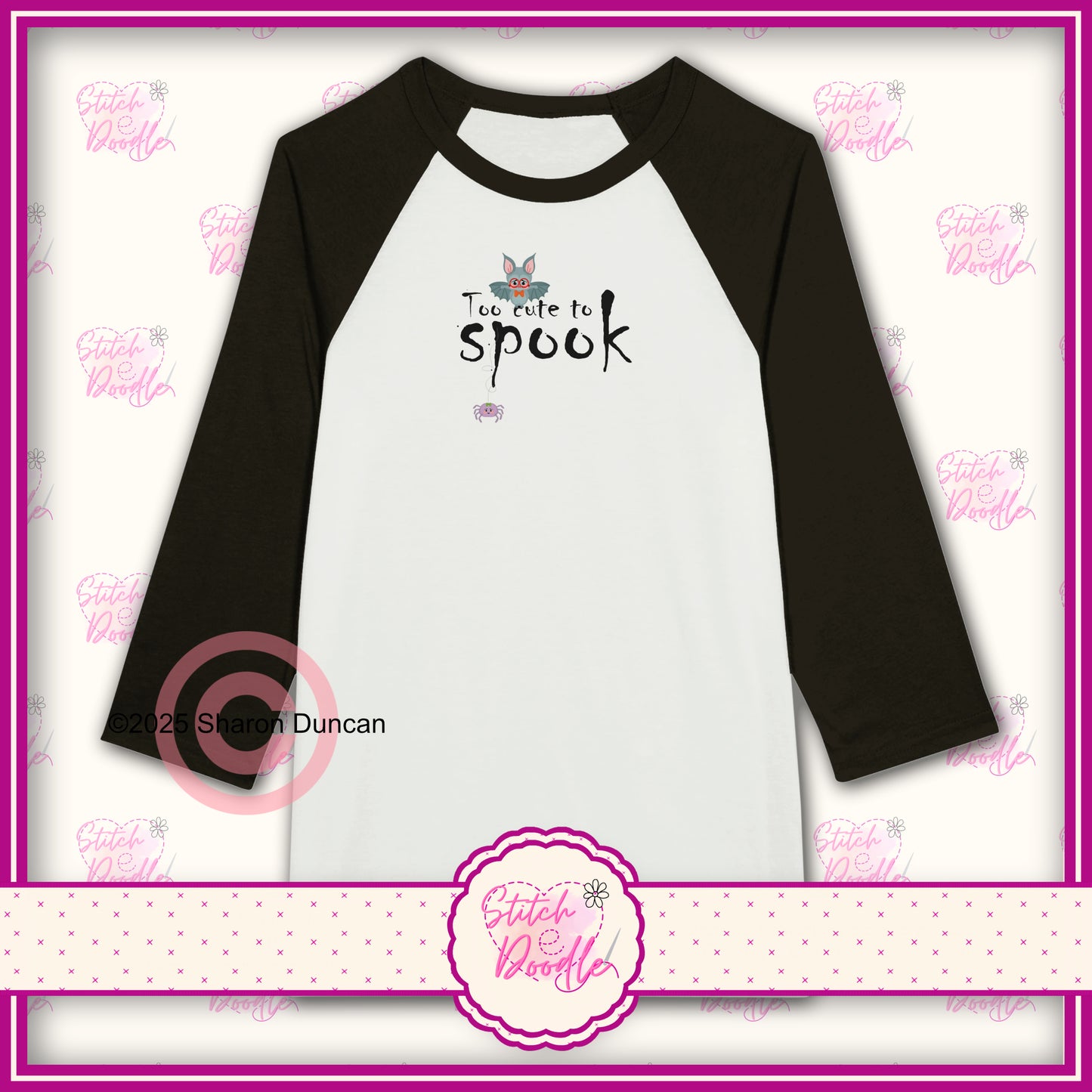 Too Cute To Spook - Unisex 3/4 sleeve Raglan T-shirt