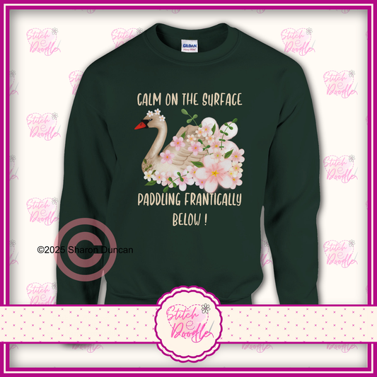 Elegant Swan 'Calm on the surface ... ' Classic Unisex Crewneck Sweatshirt. 50/50 Cotton/Polyester