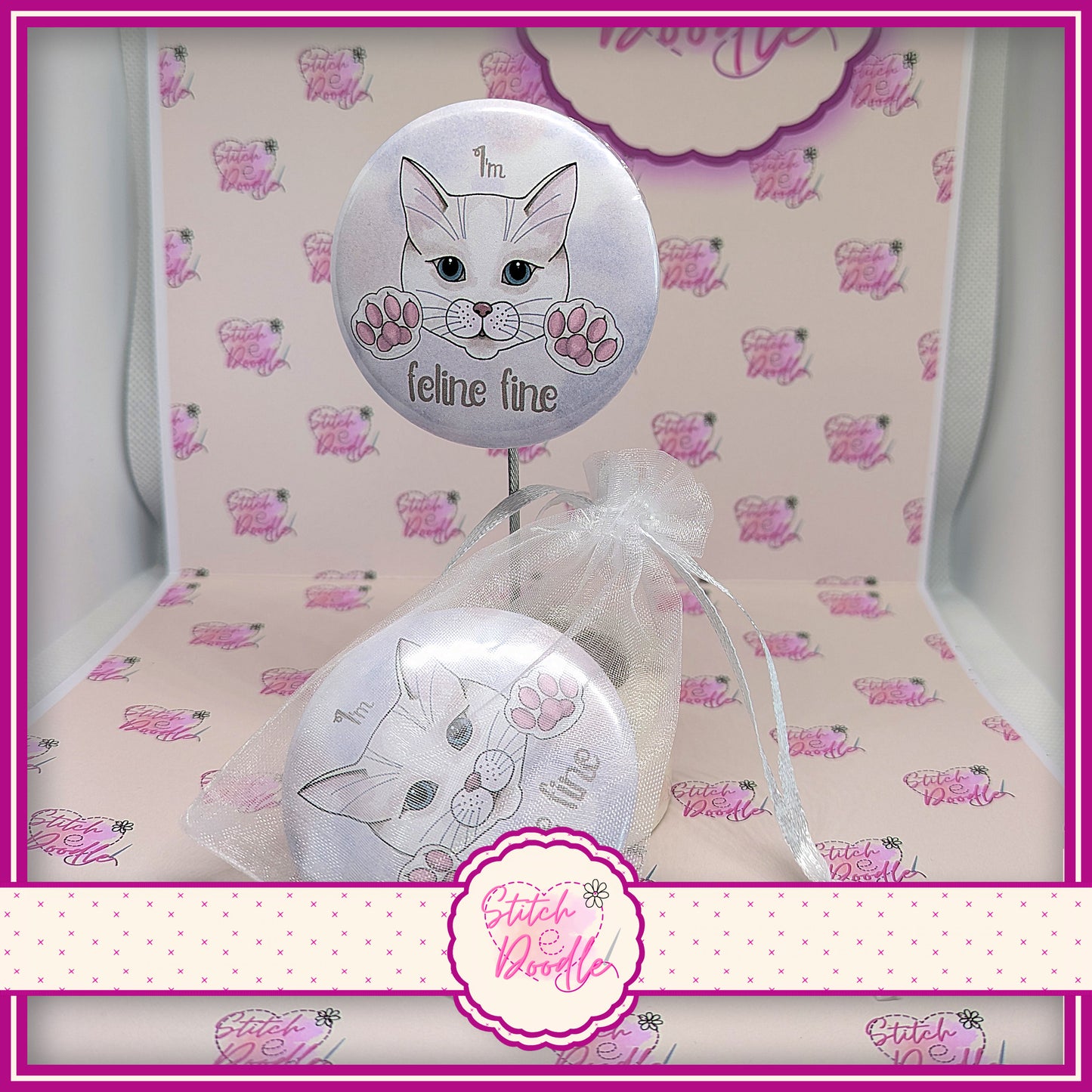 Button Badge. I'm Feline Fine - Toe Beans Collection