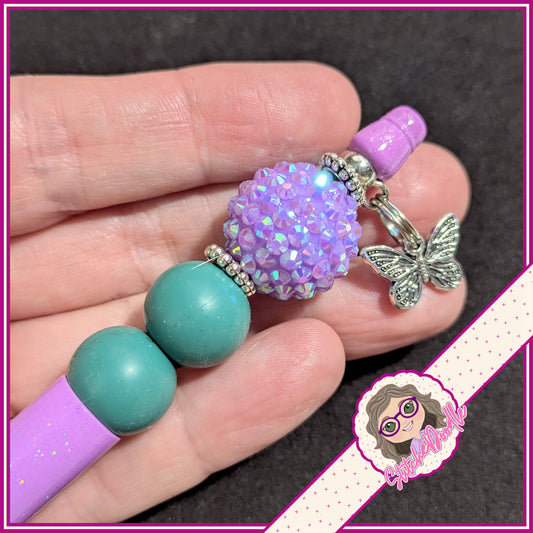 Thistle Sparkle Handmade Pen with Butterfly Charm & Sparkle Bead - Ideal Gift