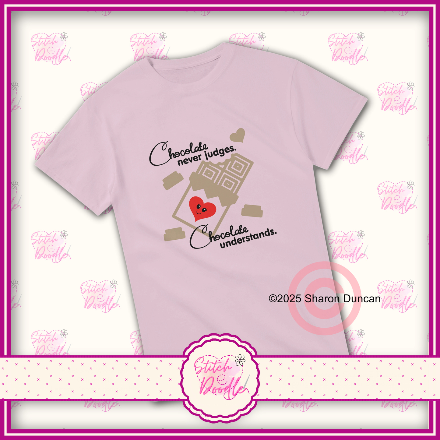 'Chocolate Never judges' Heavyweight Unisex Crew neck T-shirt. 100% Cotton