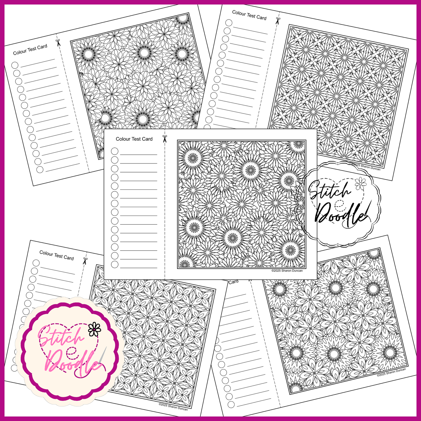 Colouring Book.  Digital Download.  Flora Doodles.  20 exclusive designs