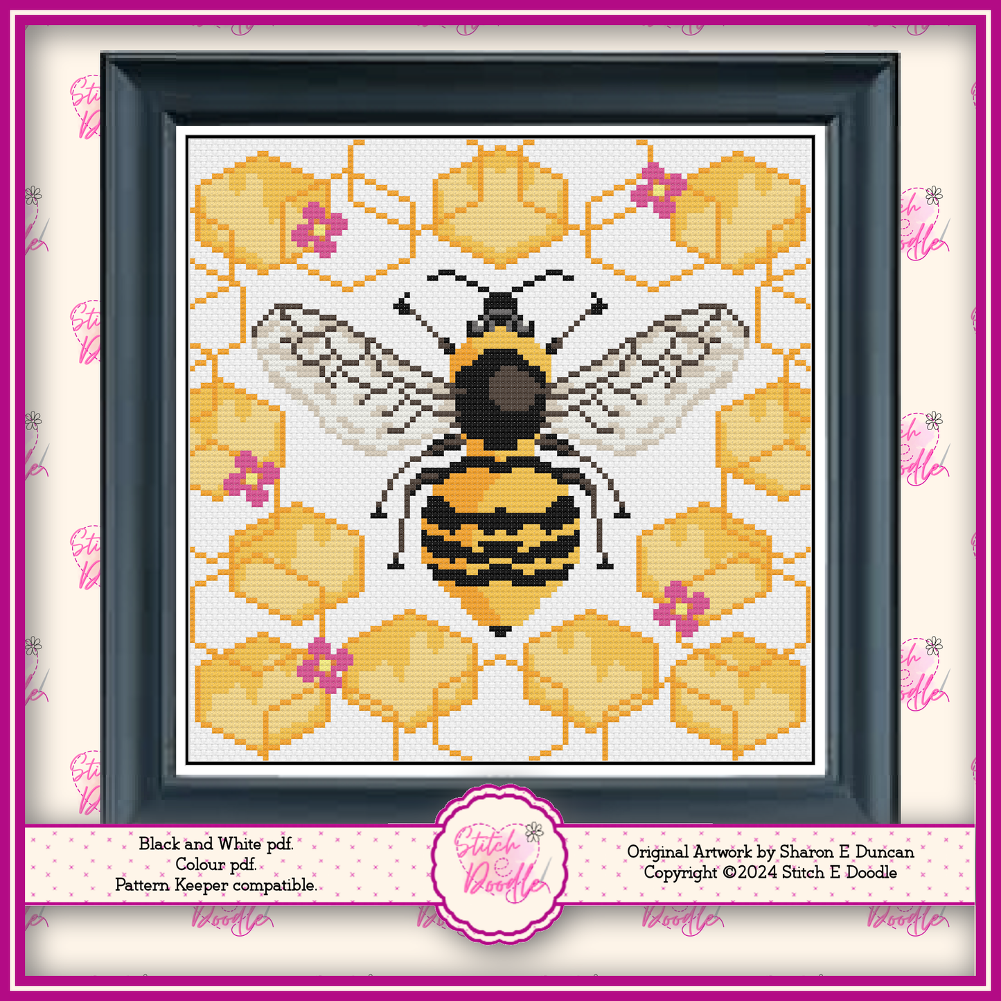 Busy Bumble Bee Honeycomb - Digital Download