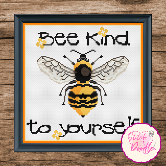 Cross Stitch Chart - Bee Kind to Yourself - Digital Download