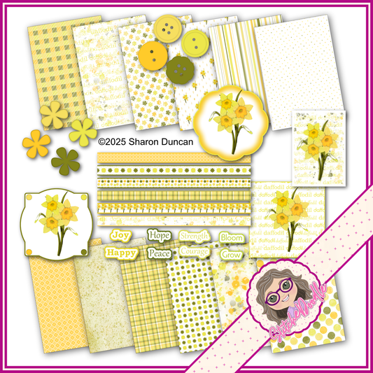 Daffodil Paper Kit - 60 pieces - Card Making/Junk Journals/Scrapbooking and more