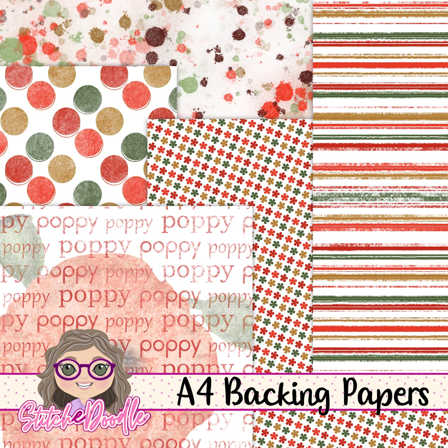 Paintbox Petals Poppy - 36 Piece Paper Craft Kit - Digital