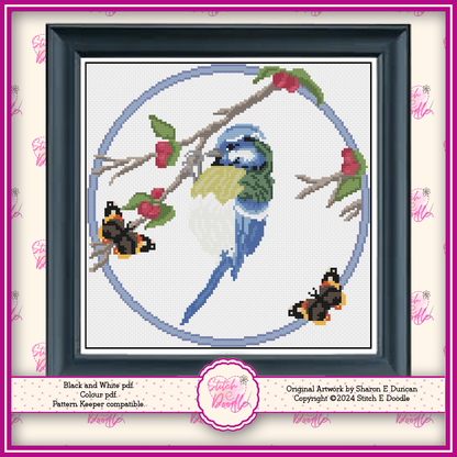 Blue Tit with Butterflies - Digital Download