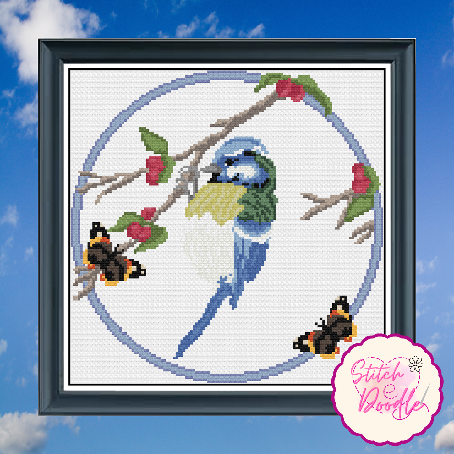 Blue Tit with Butterflies - Digital Download