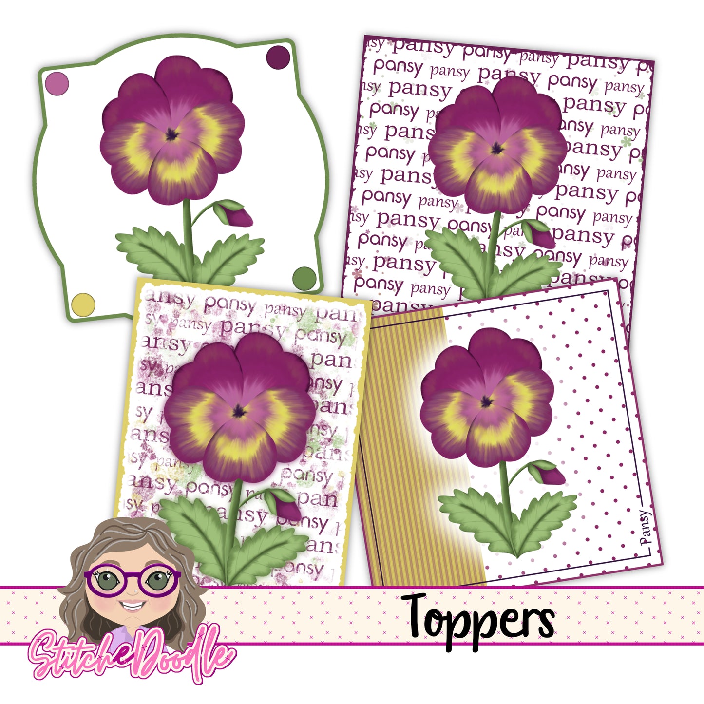 Paintbox Petals Pansy - 36 Piece Paper Craft Kit - Digital