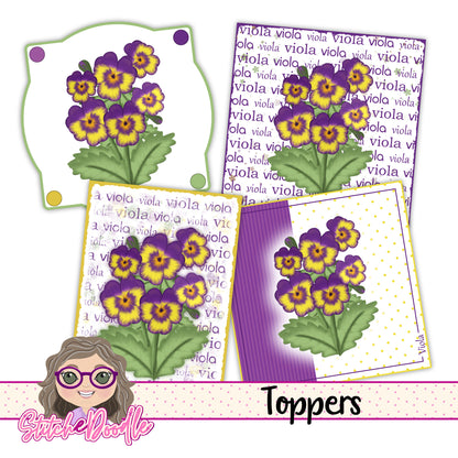 Paintbox Petals Viola - 36 Piece Paper Craft Kit - Digital