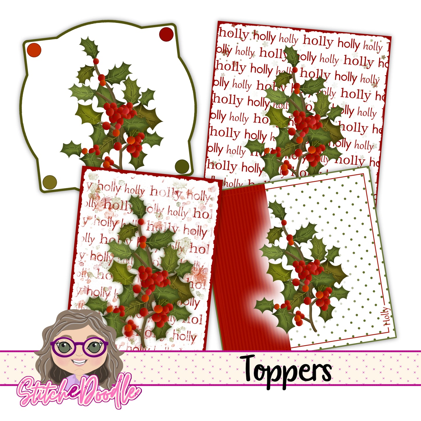 Paintbox Petals Holly - 36 Piece Paper Craft Kit - Digital