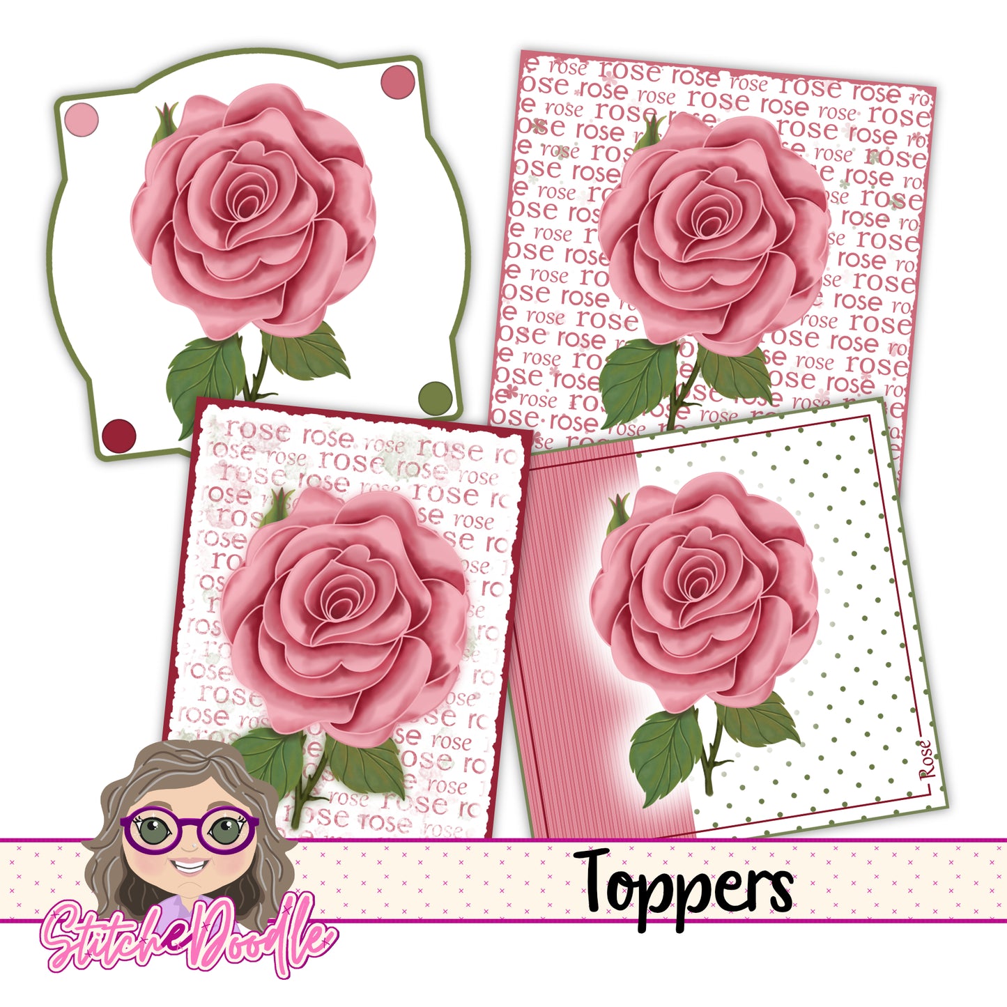 Paintbox Petals Rose - 36 Piece Paper Craft Kit - Digital