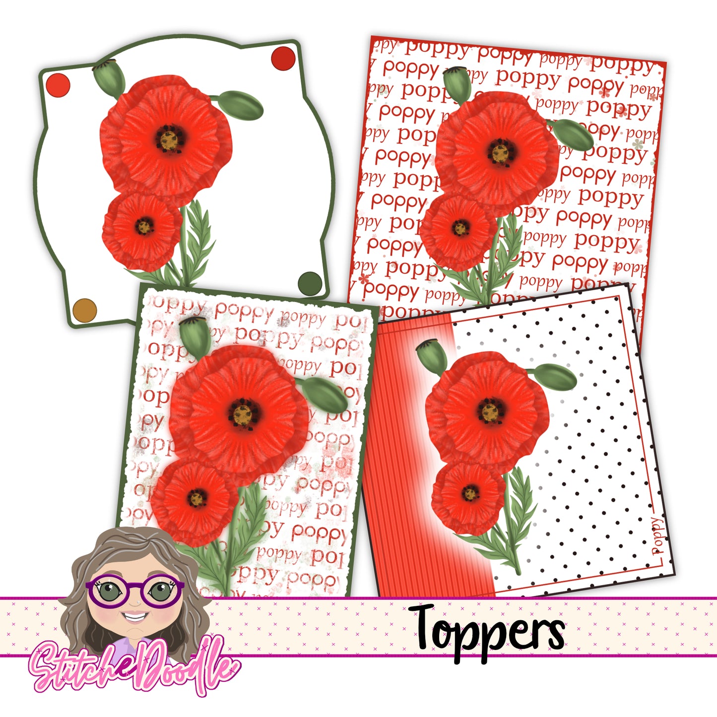 Paintbox Petals Poppy - 36 Piece Paper Craft Kit - Digital