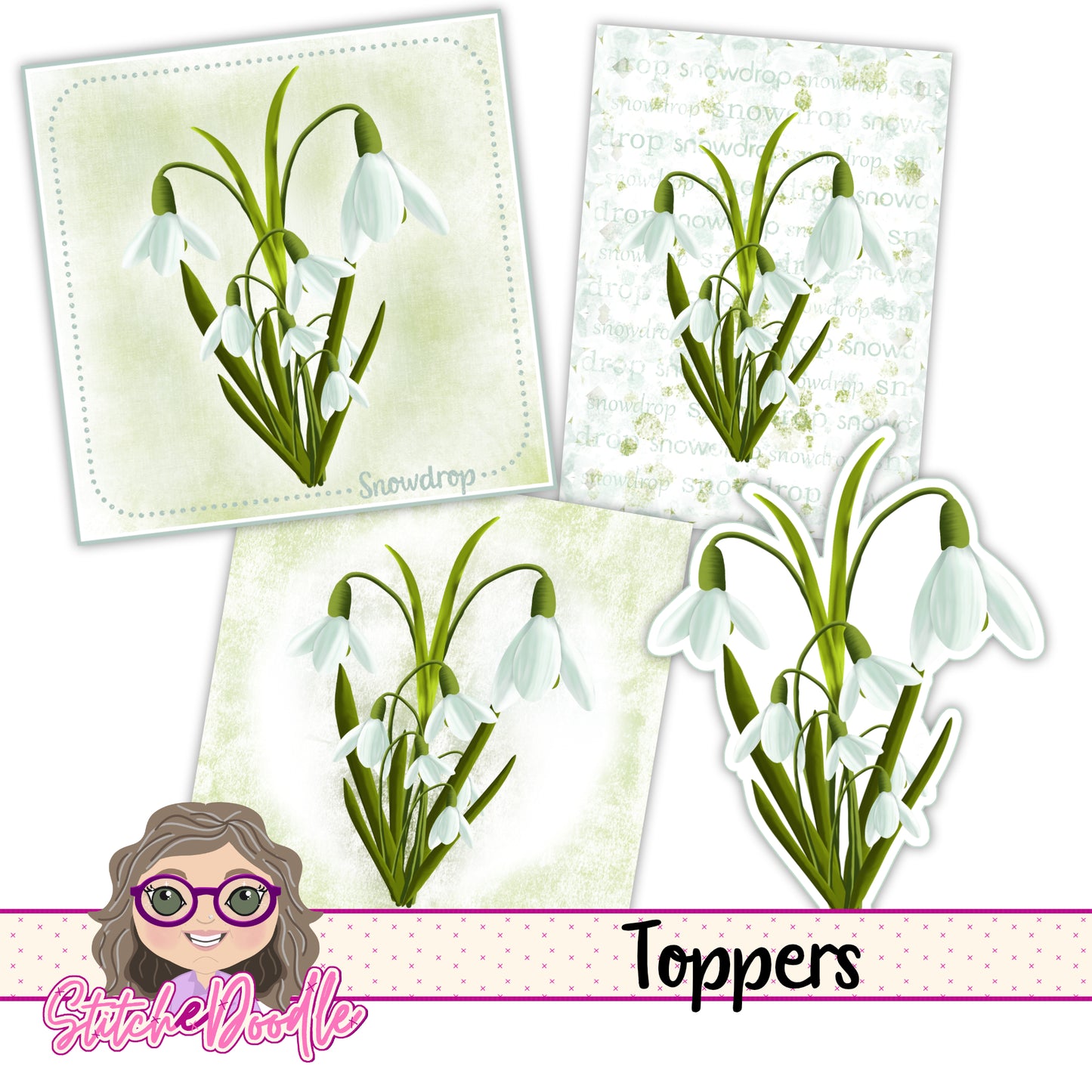 Paintbox Petals Snowdrop - 36 Piece Paper Craft Kit - Digital