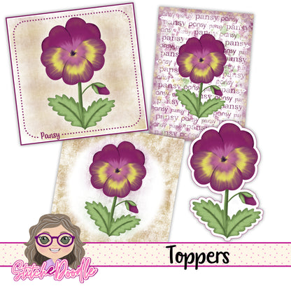 Paintbox Petals Pansy - 36 Piece Paper Craft Kit - Digital