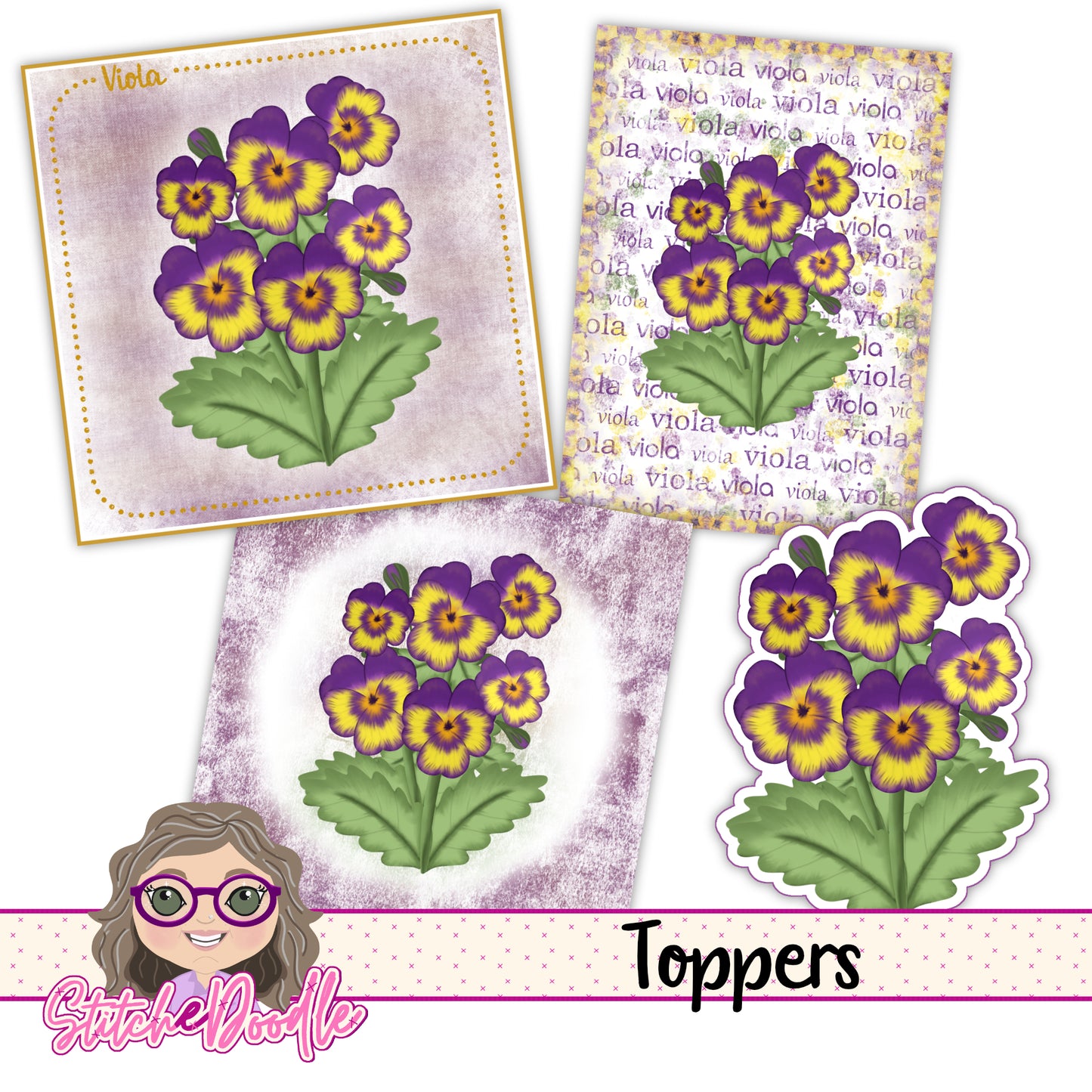Paintbox Petals Viola - 36 Piece Paper Craft Kit - Digital