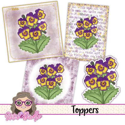 Paintbox Petals Viola - 36 Piece Paper Craft Kit - Digital