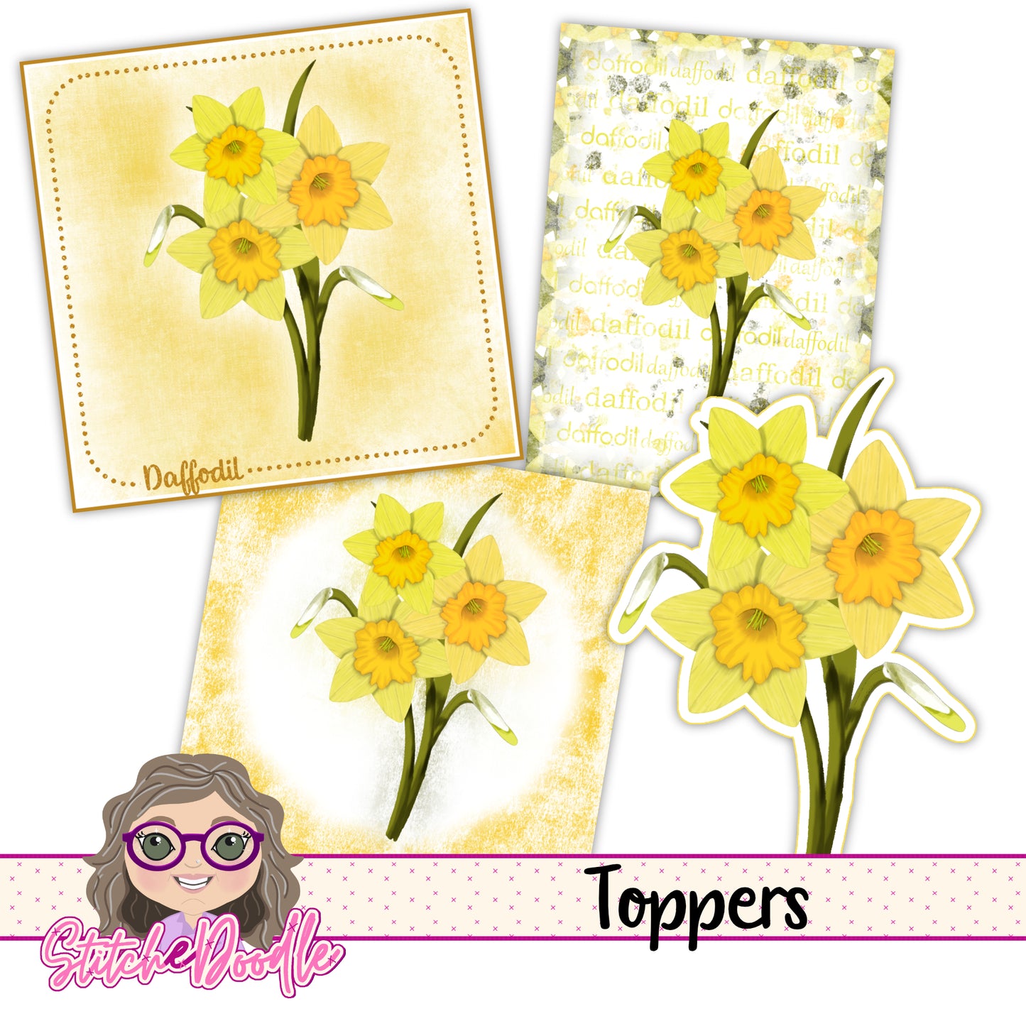 Paintbox Petals Daffodil - 36 Piece Paper Craft Kit - Digital
