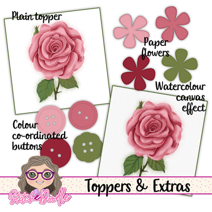 Paintbox Petals Rose - 36 Piece Paper Craft Kit - Digital