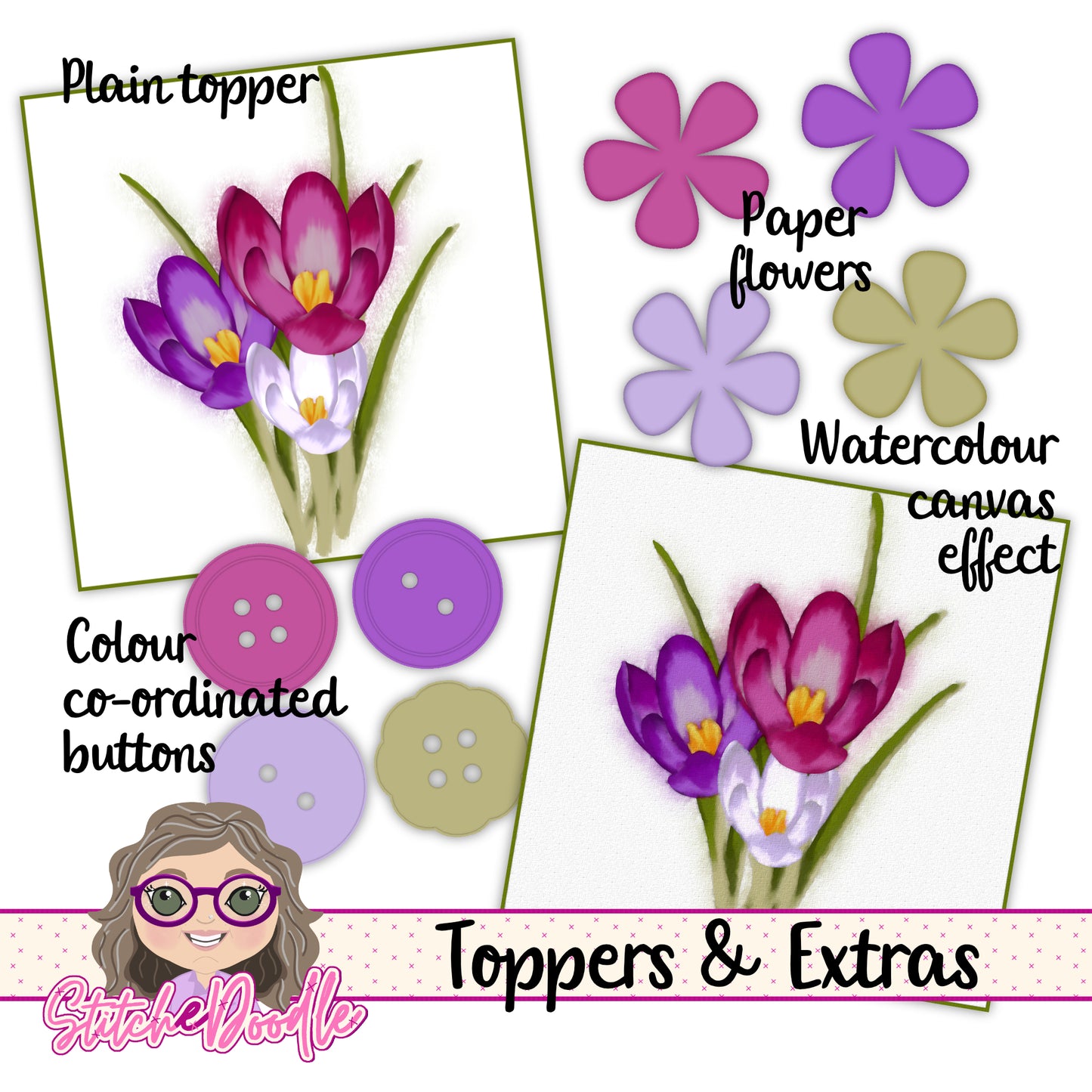 Paintbox Petals Crocus - 36 Piece Paper Craft Kit - Digital