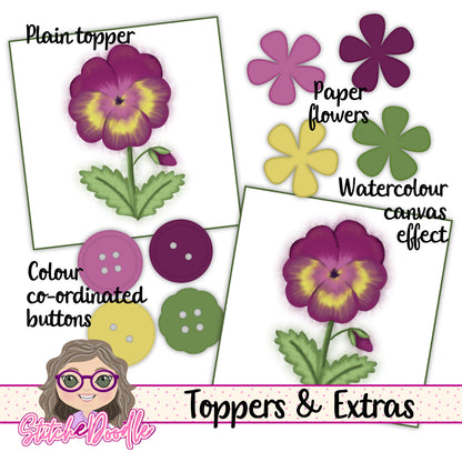 Paintbox Petals Pansy - 36 Piece Paper Craft Kit - Digital