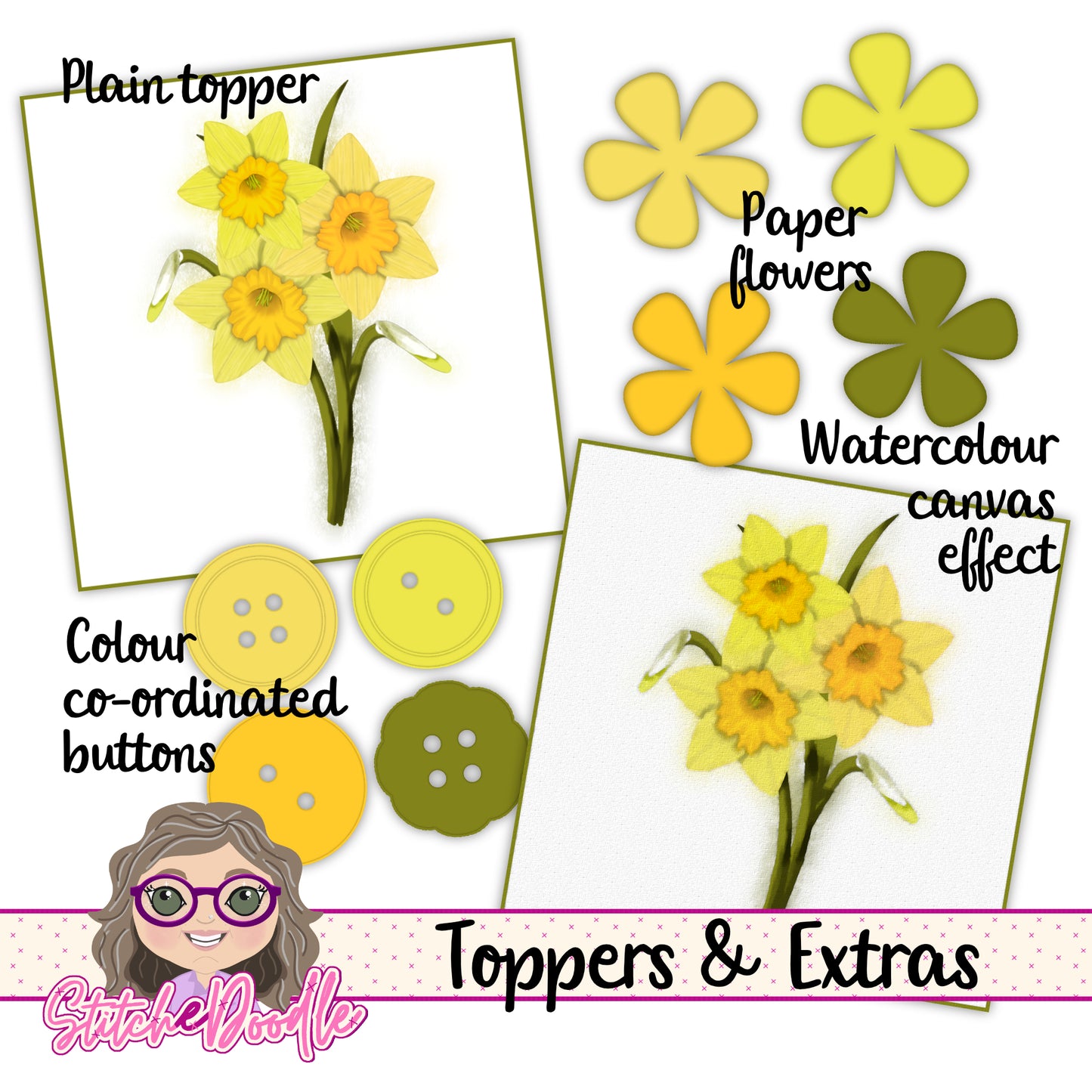 Paintbox Petals Daffodil - 36 Piece Paper Craft Kit - Digital