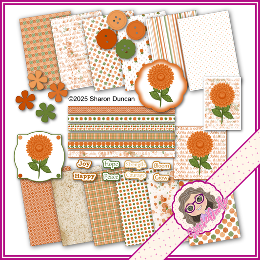 Dahlia Paper Kit - 60 pieces - Card Making/Junk Journals/Scrapbooking and more