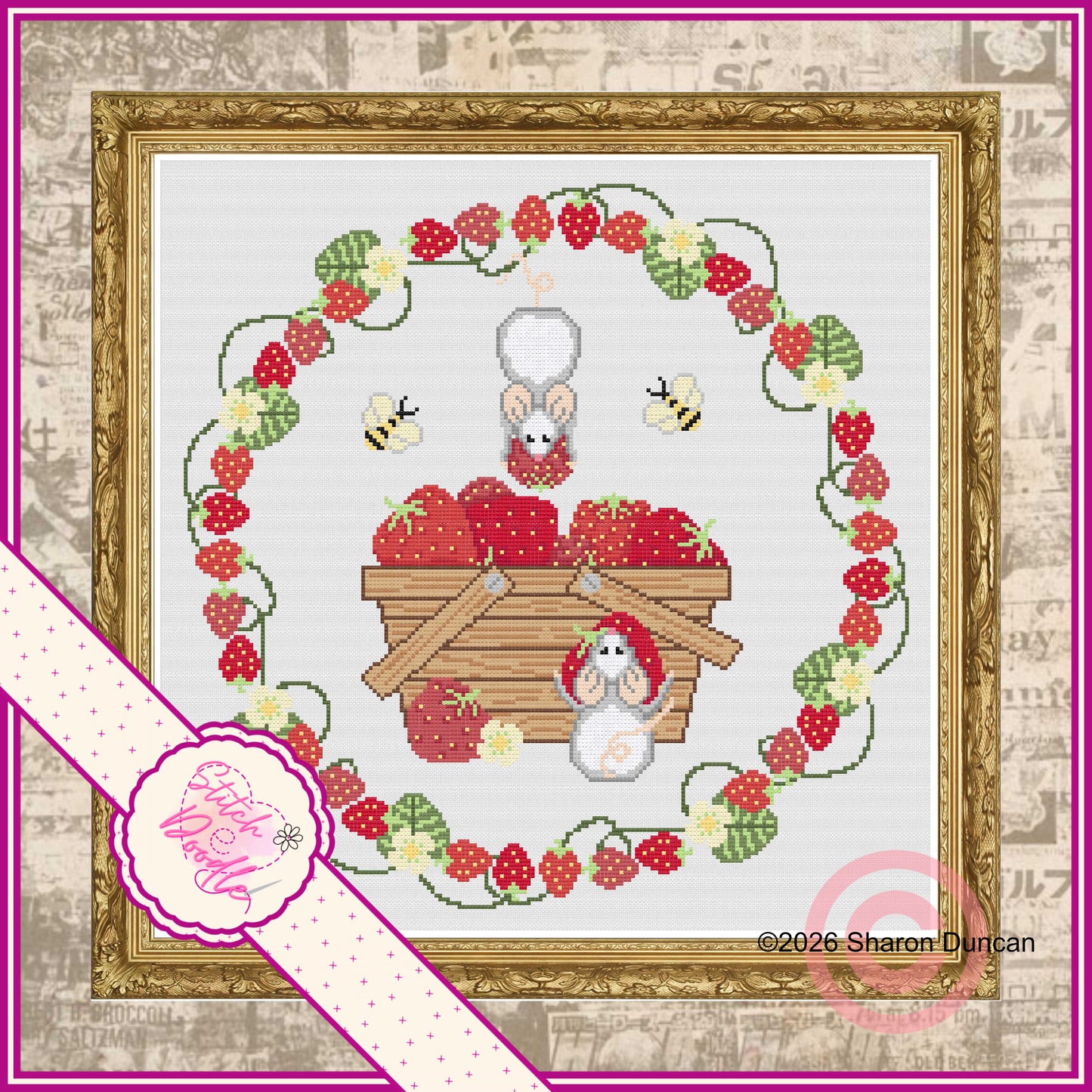Strawberry Heist - Summer cross stitch chart - 120gsm Paper Chart Pack
