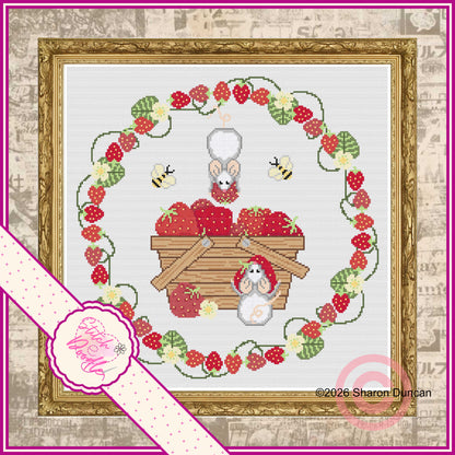 Strawberry Heist - Summer cross stitch chart - 120gsm Paper Chart Pack