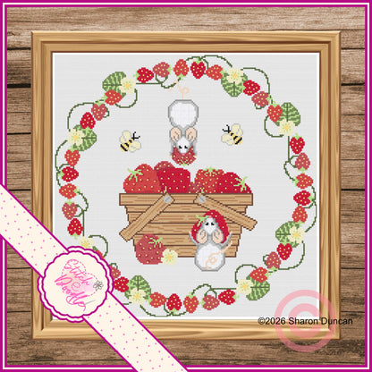 Strawberry Heist - Summer cross stitch chart - 120gsm Paper Chart Pack