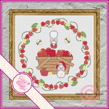 Strawberry Heist - Summer cross stitch chart - 120gsm Paper Chart Pack