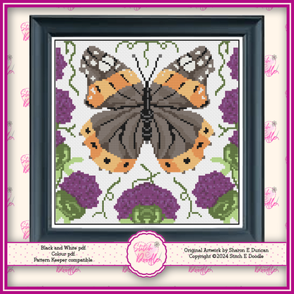 Cross Stitch Chart - Butterfly and Thistle - Digital Download