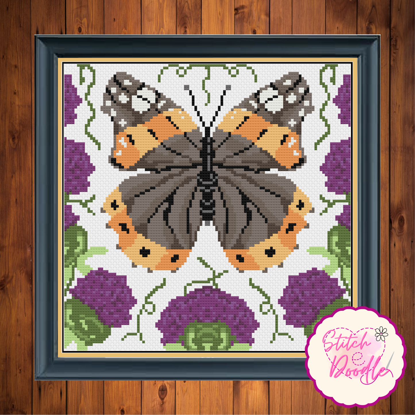 Cross Stitch Chart - Butterfly and Thistle - Digital Download