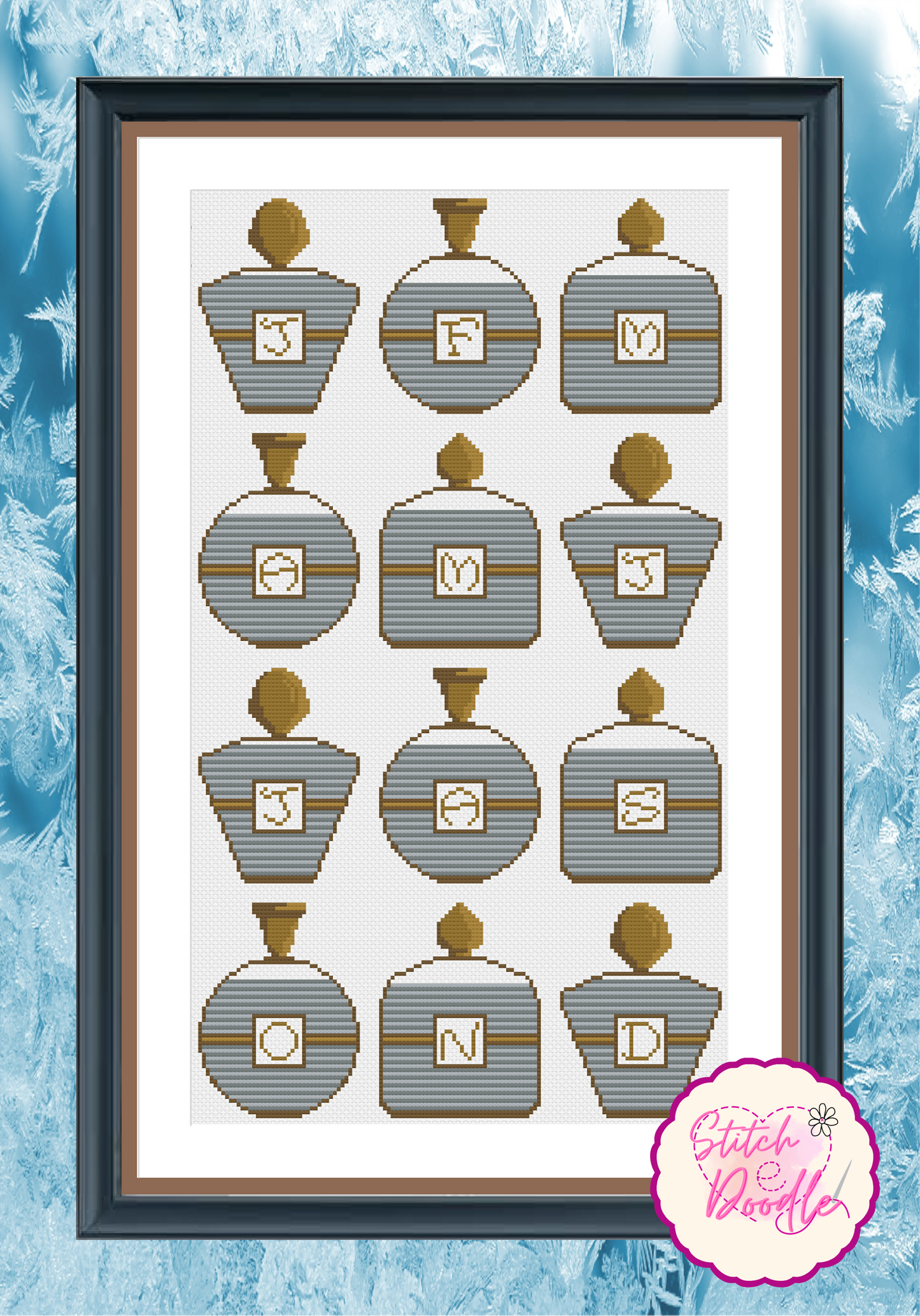Perfume Bottles Temperature Sampler 365 days of stitching - Digital Download