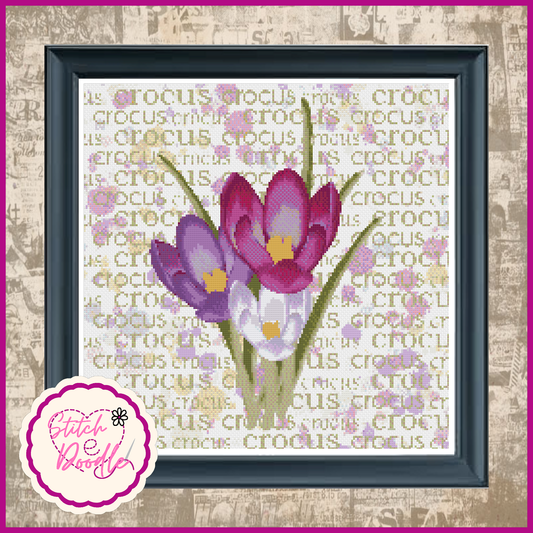 Cross Stitch Chart - Paintbox Petals Crocus - Digital Download