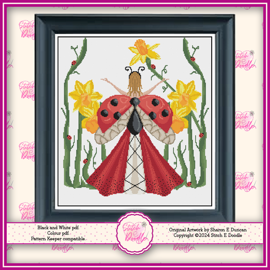 Cross Stitch Chart - Ladybug Maiden - Digital Download