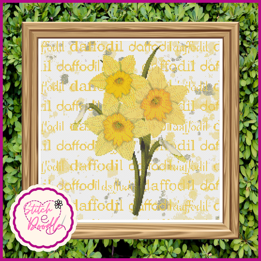 Cross Stitch Chart - Paintbox Petals Daffodil - Digital Download