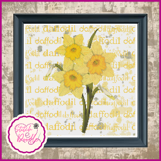 Cross Stitch Chart - Paintbox Petals Daffodil - Digital Download