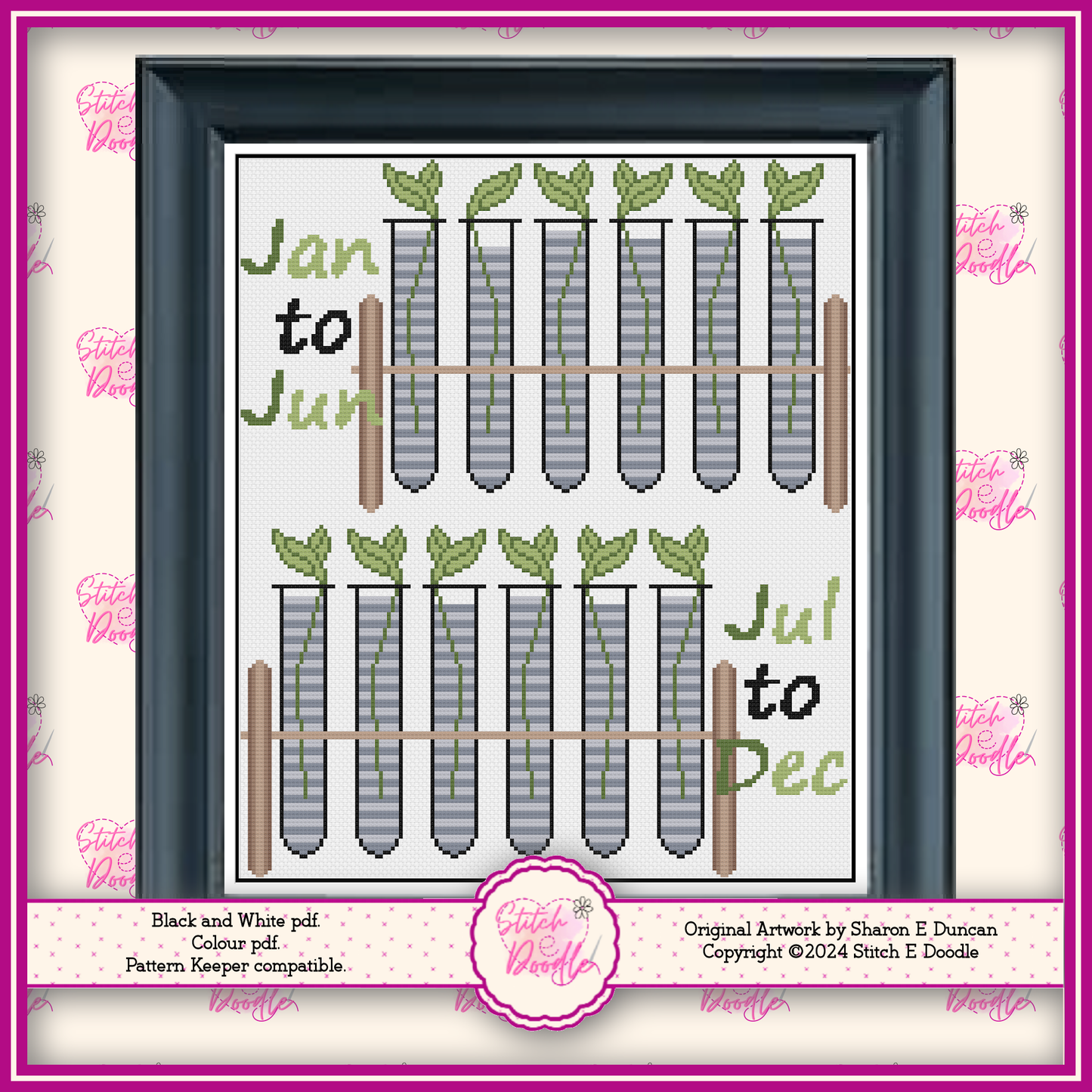 Test Tube Temperature Sampler 365 days of stitching - Digital Download